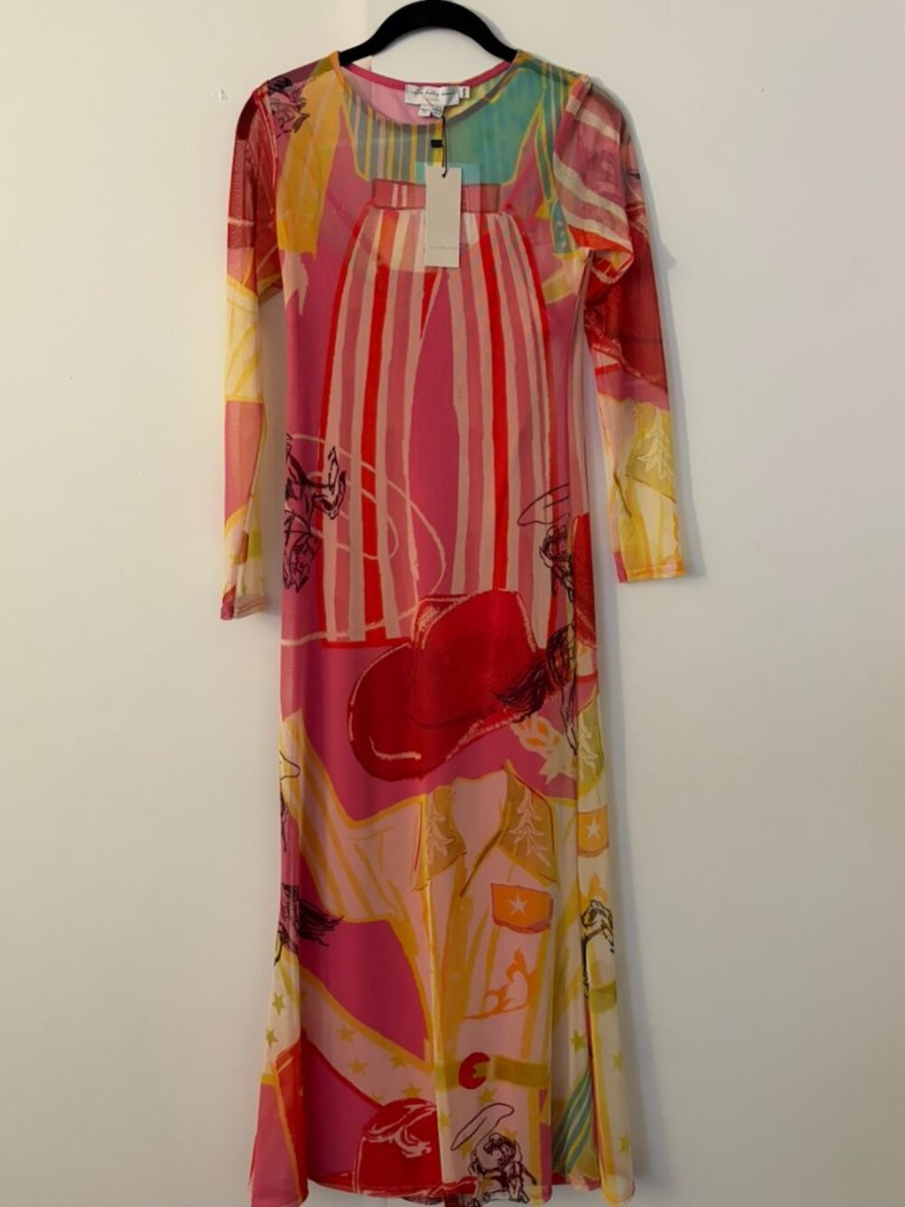 NWT Never Fully Dressed mesh maxi dress in mixed Dallas print
